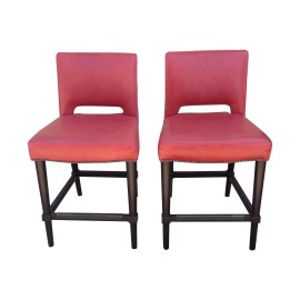 NEW Hancock & Moore Ellie Leather Stools - Pair. Retail Price $3,500