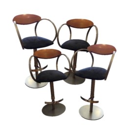 Contemporary Stainless Steel Bar Stools - Set of Four