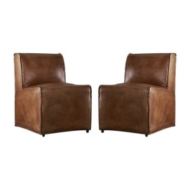 Restoration Hardware Bruno Leather Chair, Pair - Retail Price: $2,398.00