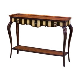 Theodore Alexander Artful Curve Console in Noir & Ivory Stripe Antique Pine Sable - Retail Price: $1,807.00