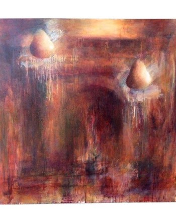 Monroe Hodder Red Temple & Pears Painting. Original Price: $9,000.00