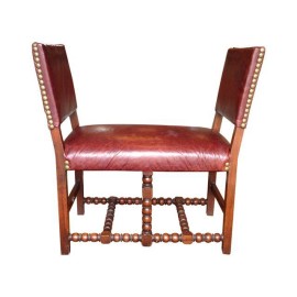 Baker Furniture Vintage Wooden & Leather Bench