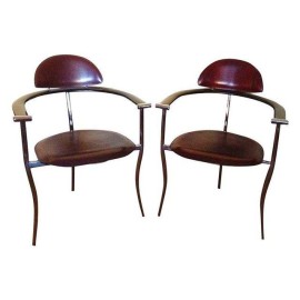 Mid-Century Stiletto Arrben Italian Leather Chairs, Pair - Retail Price: $3,590.00