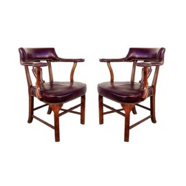 Kimball Blackberry Leather Chairs - A Pair