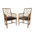 Bamboo + Distressed Leather Chairs, A Pair