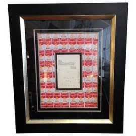 Signed Andy Warhol Soup Ink Drawing
