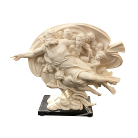 White Sculpture A. Santini Made in Italy on a Black Marble Stand