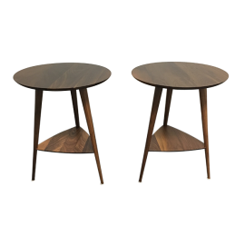 Pair of Walnut Room & Board Rae End Tables