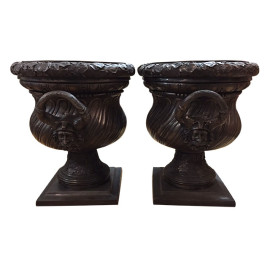Pair of Pedestal Bronze Planters. Original Price: $800.00