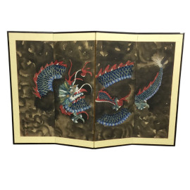 Four Panel Folding Dragon Screen From Gump's