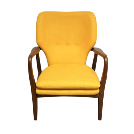 Mid-Century Style Walnut Frame + Mandarin Fabric