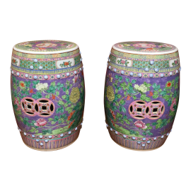 Pastel Colored Chinese Garden Stools - A Pair