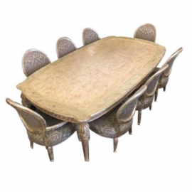 Custom Carnegie Table and Eight Chairs. Original Price: $23,300.00