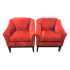 Pair of Red Upholstered Occasional Club Arm Chairs