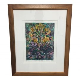 Original Monotype on Paper "Fanfare in Purple and Gold " Signed by the Artist Karen Coggeshall