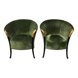 Giorgetti Progetti Green Velvet Chairs - A Pair