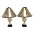 Ostrich Egg Table Lamps With Custom Vellum Shades & Brushed Nickel & Black Marble Bases - A Pair