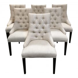 Restoration Hardware Martine Linen Upholstered Dining Chairs- Set of 6. Original Price: $2,995.00