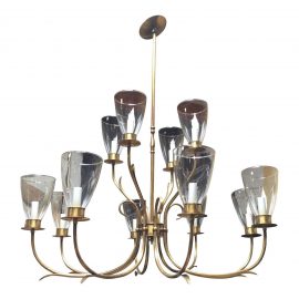 Vintage Norman Gragg 12 Arm Brass Chandelier Expressly for Gumps