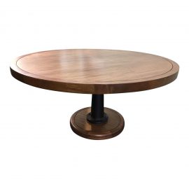 NEW Noir Yacht 60" Round Walnut Dining Table With a Cast Iron Base. Original Price: $2,100.00