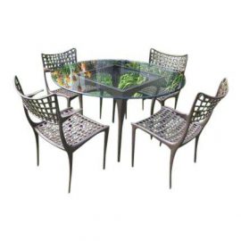 Brown Jordan Sol Y Luna Dining Table and Four Armchairs, a Set. Original Price: $4,575.00