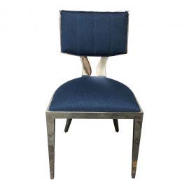 Mid-Century Modern Chrome & Navy Blue Chair