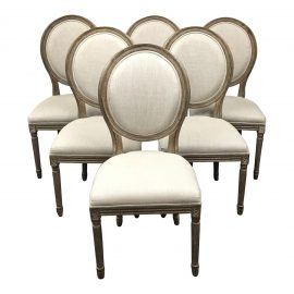 Set of Six Restoration Hardware Vintage Round Dining Chairs