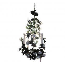 Vintage Italian Petite Metal and Porcelain Chandelier