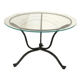 French Iron & Glass Round Dining or Center Hall Table