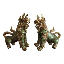 Pair of Asian Mosaic Clad Foo Dogs