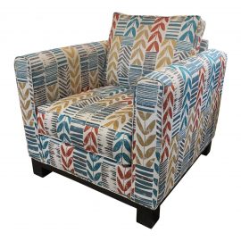 Custom Contemporary Leaf Motif Upholstered Arm Chair