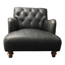 Cisco Furniture Acacia Charcoal Leather Arm Chair. Original Price: $2,488.00