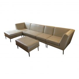 Custom Galerkin Ivory Leather Sectional Right/Left. Original Price: $17,000.00