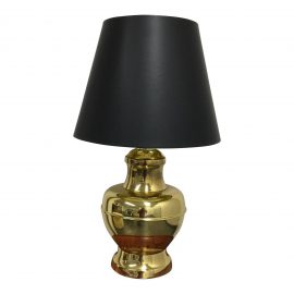 Brass Table Lamp With Black Shade & Gold Foil