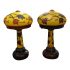 Reproduction Galle Style Etched Glass Table Lamps - A Pair