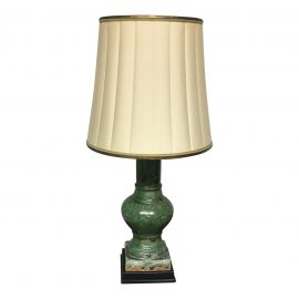 Antique Balustrade Stoneware Table Lamp & Silk Shade
