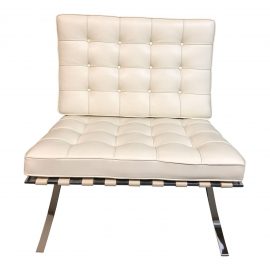 Knoll White Leather Barcelona Chair. Original Price: $6,500.00