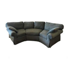 Custom Angled Green Tweed Sectional/Sofa. Original Price: $4,000.00