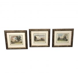 Matted + Framed English Prints - Set of 3