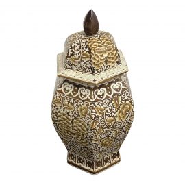 Maitland Smith Hand Painted Ginger Jar Urn + Lid