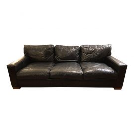 Restoration Hardware Black Leather Maxwell Sofa, Original Price: $5,100.00