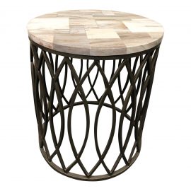 NEW Palecek Petrified Wood + Metal Side Table. Original Price:$1800.00