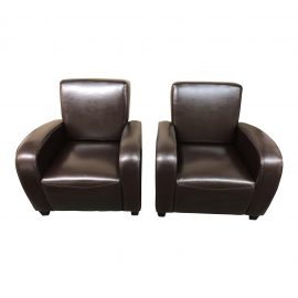 Bonded Leather Club Chairs - A Pair