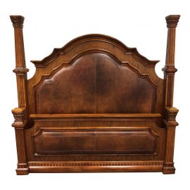 Traditional Style Wood & Faux Leather King Size Bed