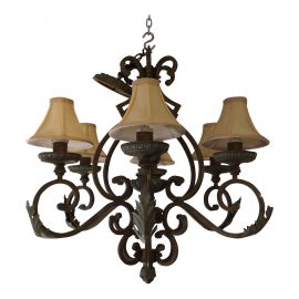 Italian Style Six-Light Iron Chandelier With Fabric Shades