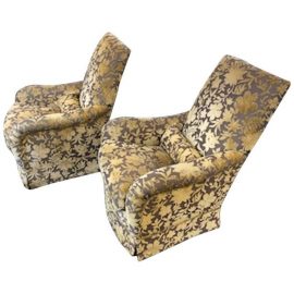 Custom J. F. Fitzgerald Velvet Arm Chairs, a Pair