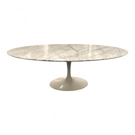 Saarinen Style Oval Marble Topped Dining Table