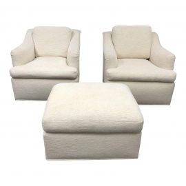 Custom Hilde Brande Swivel Armchairs & Ottoman - Set of 3. Original Price: $7,800.00