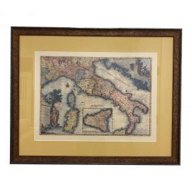 Custom Framed Lithograph of an Antique Map of Italy