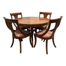 Vintage Wood Dining Table + Four Chairs - Dining Set
